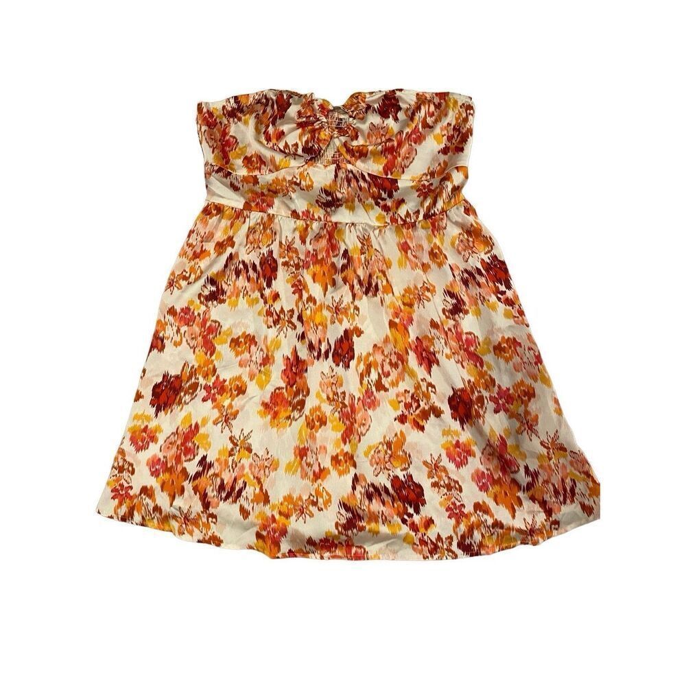 Strapless Floral Mini Sun Dress Flower Beach Coverup Tube Top Coastal Travel Vac